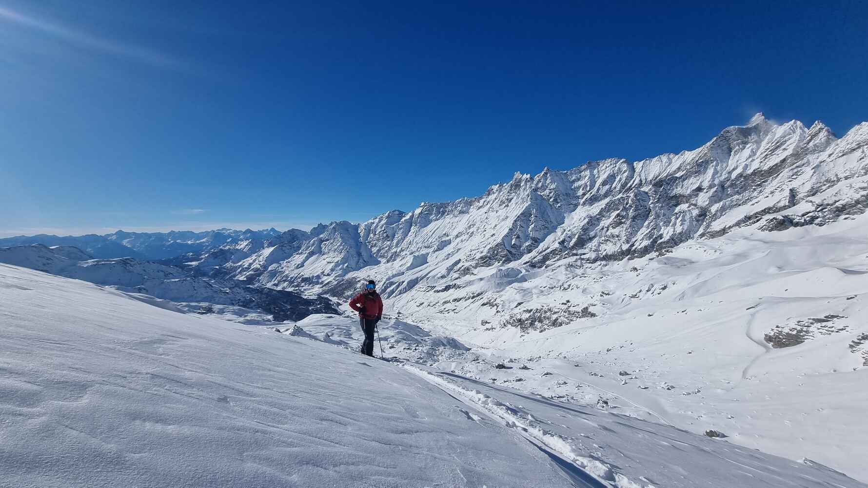 A solo skier having the best day of their life!