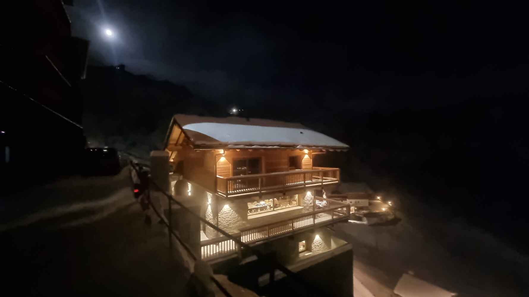 A view of Chalet Cervinia at night