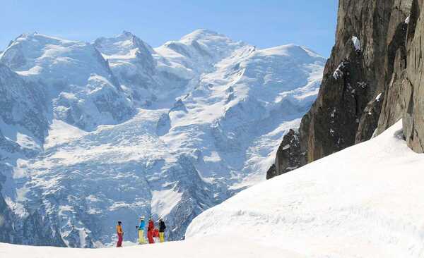 Skiers on a short solo ski break in Chamonix