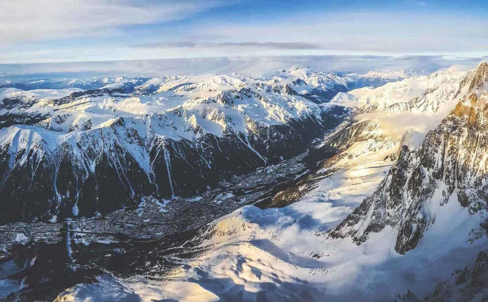 A view over Chamonix Mont Blanc - an ideal destination for solo ski holidays