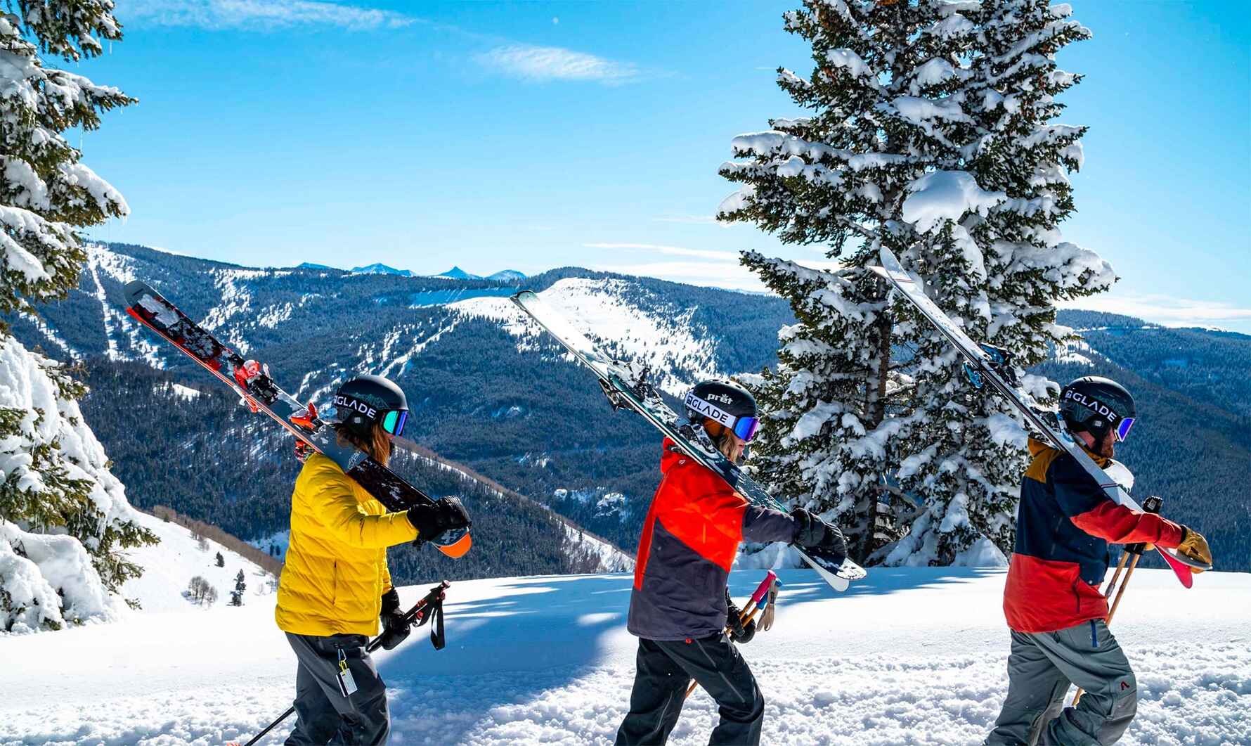 A group of solo skiers out on the mountain